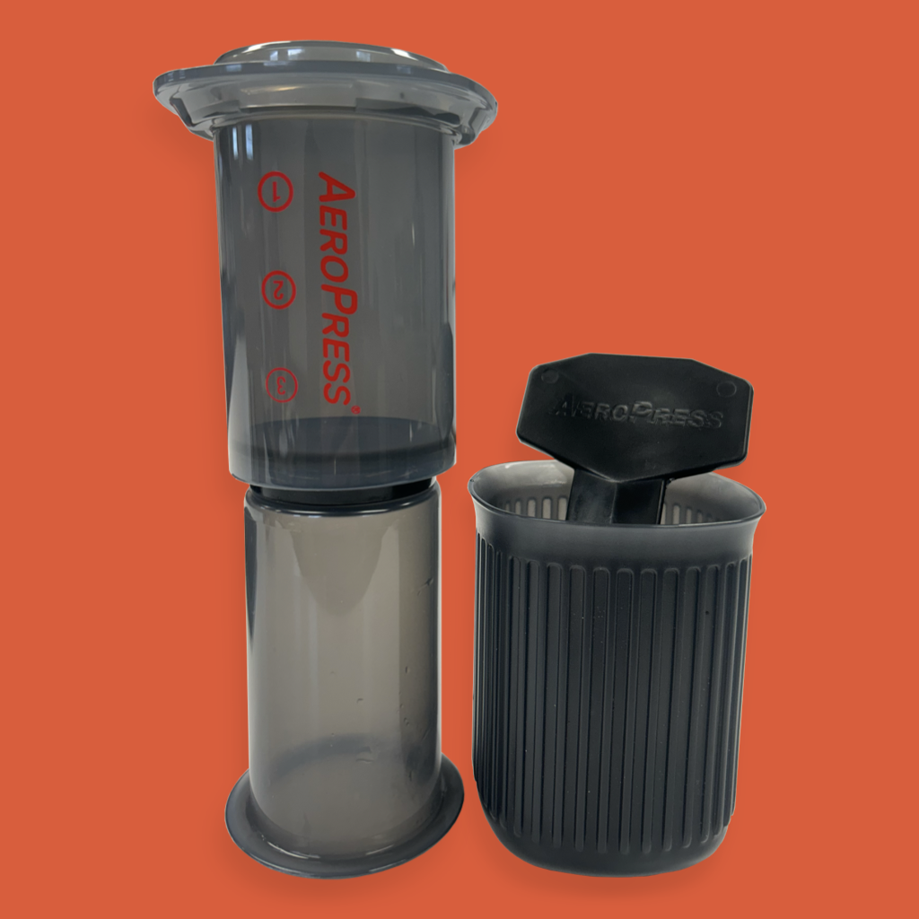 Inverted Aeropress with server and spoon