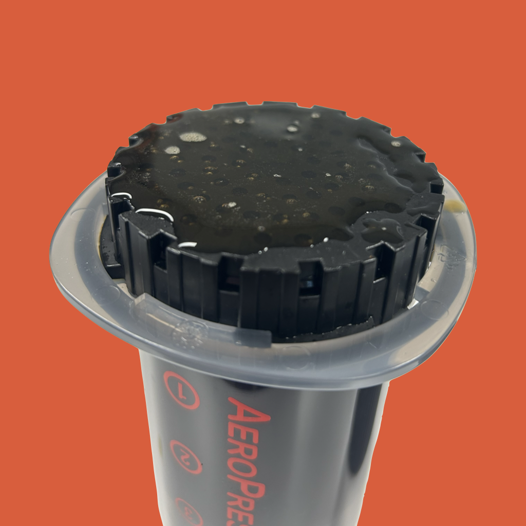 Aeropress with coffee pressed